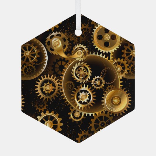 Nahtlose Steampunk-Messinggeräte Ornament Aus Glas (Rückseite)