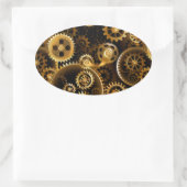 Nahtlose Steampunk-Messinggeräte Ovaler Aufkleber (Tasche)