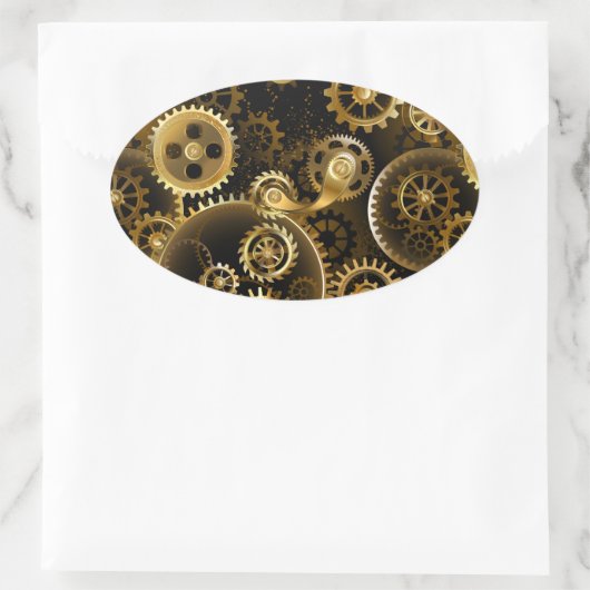 Nahtlose Steampunk-Messinggeräte Ovaler Aufkleber (Tasche)