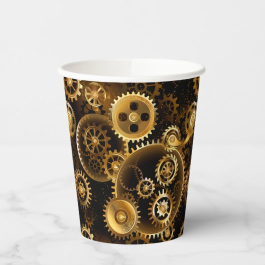 Nahtlose Steampunk-Messinggeräte Pappbecher (Links)