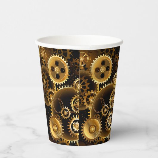 Nahtlose Steampunk-Messinggeräte Pappbecher (Rechts)