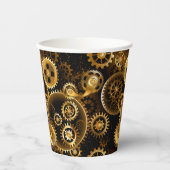 Nahtlose Steampunk-Messinggeräte Pappbecher (Vorderseite)