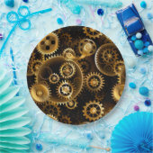 Nahtlose Steampunk-Messinggeräte Pappteller (Party)