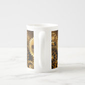 Nahtlose Steampunk-Messinggeräte Porzellantasse (Rückseite)