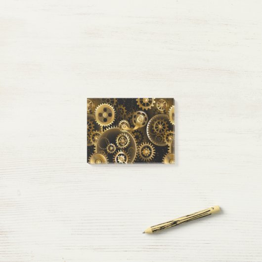 Nahtlose Steampunk-Messinggeräte Post-it Klebezettel (Auf Schreibtisch)