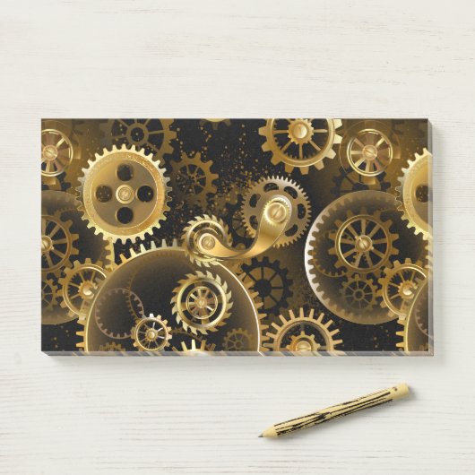 Nahtlose Steampunk-Messinggeräte Post-it Klebezettel (Auf Schreibtisch)