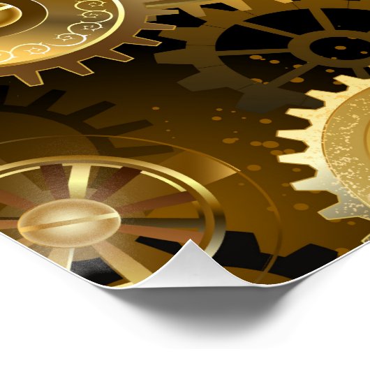 Nahtlose Steampunk-Messinggeräte Poster (Ecke)