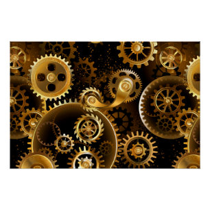 Nahtlose Steampunk-Messinggeräte Poster