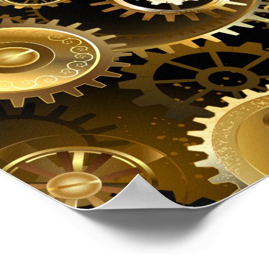 Nahtlose Steampunk-Messinggeräte Poster (Ecke)