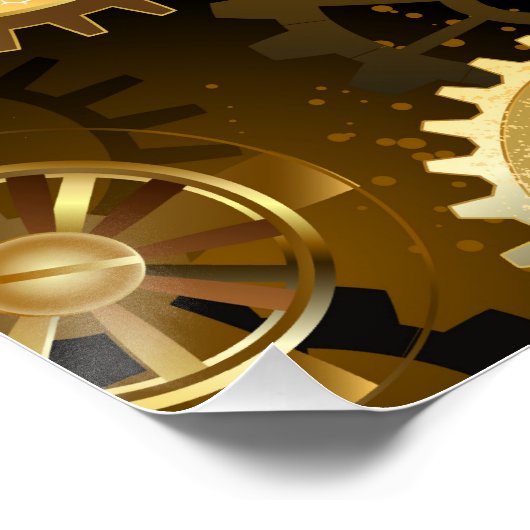 Nahtlose Steampunk-Messinggeräte Poster (Ecke)