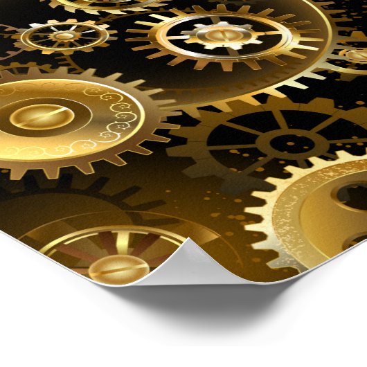 Nahtlose Steampunk-Messinggeräte Poster (Ecke)