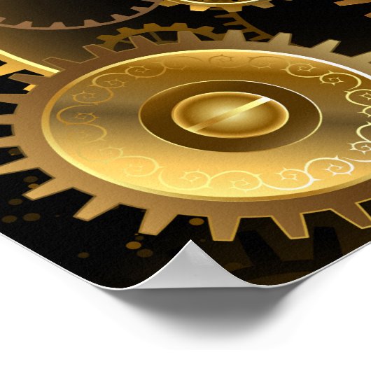 Nahtlose Steampunk-Messinggeräte Poster (Ecke)