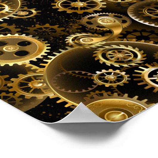 Nahtlose Steampunk-Messinggeräte Poster (Ecke)