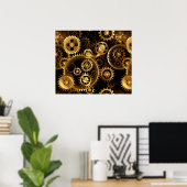 Nahtlose Steampunk-Messinggeräte Poster (Heimbüro)