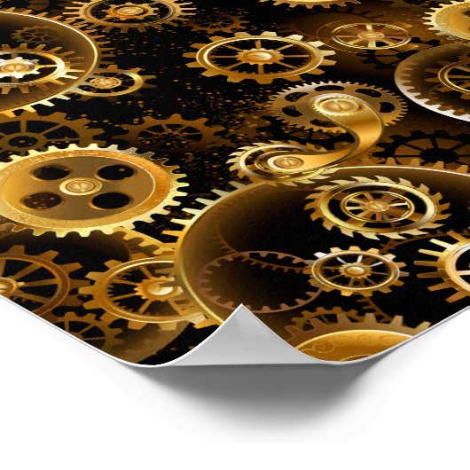 Nahtlose Steampunk-Messinggeräte Poster (Ecke)