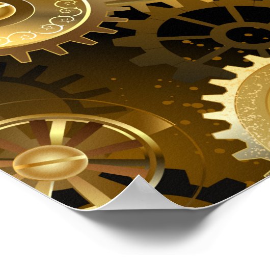 Nahtlose Steampunk-Messinggeräte Poster (Ecke)