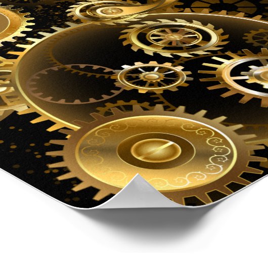 Nahtlose Steampunk-Messinggeräte Poster (Ecke)