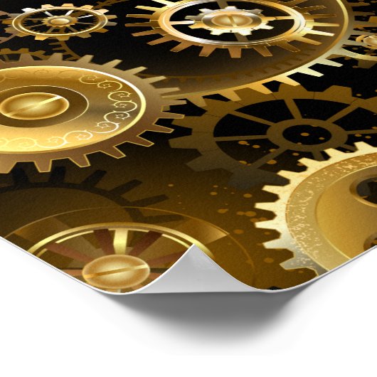 Nahtlose Steampunk-Messinggeräte Poster (Ecke)