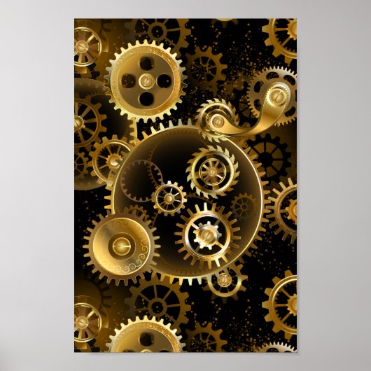 Nahtlose Steampunk-Messinggeräte Poster (Vorne)
