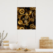 Nahtlose Steampunk-Messinggeräte Poster (Küche)