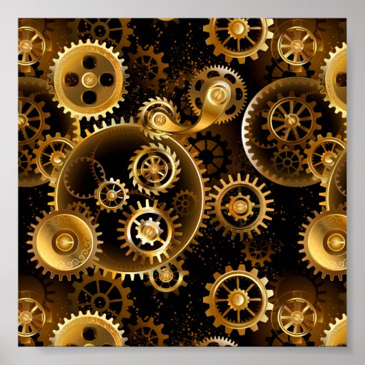 Nahtlose Steampunk-Messinggeräte Poster (Vorne)