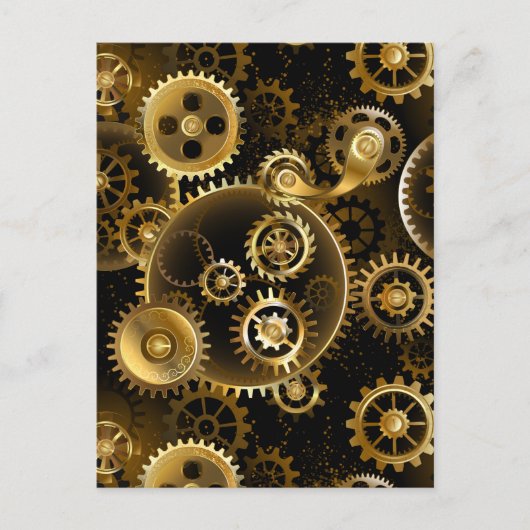 Nahtlose Steampunk-Messinggeräte Postkarte (Vorderseite)