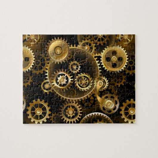 Nahtlose Steampunk-Messinggeräte Puzzle (Horizontal)