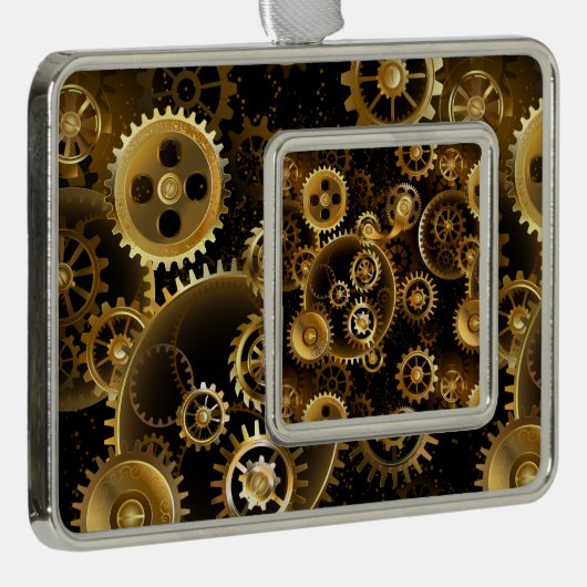 Nahtlose Steampunk-Messinggeräte Rahmen-Ornament Silber (Rechts)