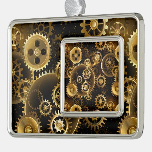 Nahtlose Steampunk-Messinggeräte Rahmen-Ornament Silber (Links)