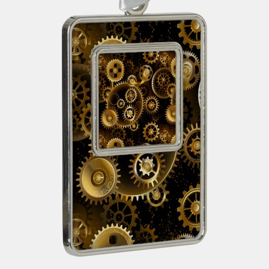 Nahtlose Steampunk-Messinggeräte Rahmen-Ornament Silber (Rechts)