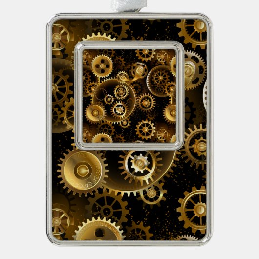 Nahtlose Steampunk-Messinggeräte Rahmen-Ornament Silber (Vorderseite)
