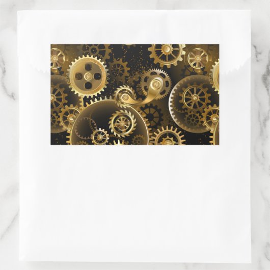 Nahtlose Steampunk-Messinggeräte Rechteckiger Aufkleber (Tasche)