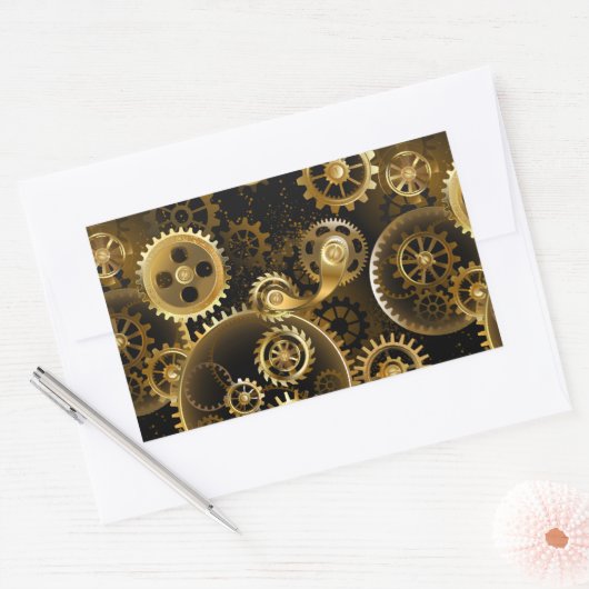 Nahtlose Steampunk-Messinggeräte Rechteckiger Aufkleber (Umschlag)