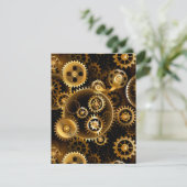 Nahtlose Steampunk-Messinggeräte RSVP Karte (Stehend Vorderseite)