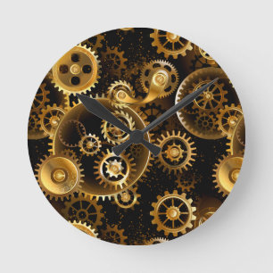 Nahtlose Steampunk-Messinggeräte Runde Wanduhr