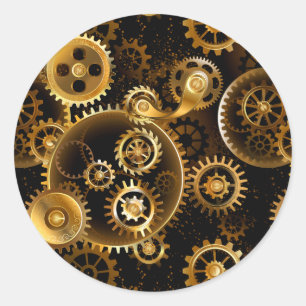 Nahtlose Steampunk-Messinggeräte Runder Aufkleber