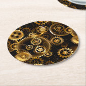 Nahtlose Steampunk-Messinggeräte Runder Pappuntersetzer (Angewinkelt)