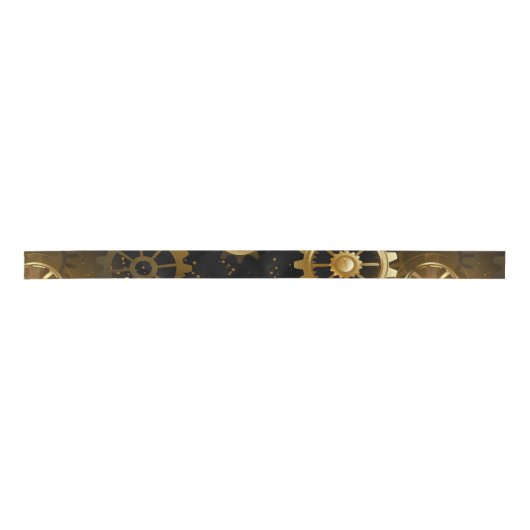 Nahtlose Steampunk-Messinggeräte Satinband (Vorderseite)