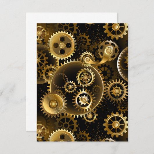 Nahtlose Steampunk-Messinggeräte Save The Date (Vorne/Hinten)