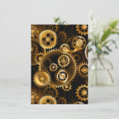 Nahtlose Steampunk-Messinggeräte Save The Date (Stehend Vorderseite)
