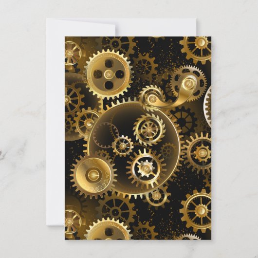 Nahtlose Steampunk-Messinggeräte Save The Date (Vorderseite)