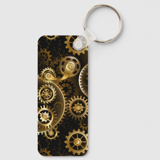 Nahtlose Steampunk-Messinggeräte Schlüsselanhänger (Rückseite)