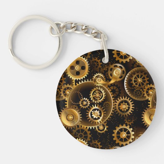 Nahtlose Steampunk-Messinggeräte Schlüsselanhänger (Vorderseite)