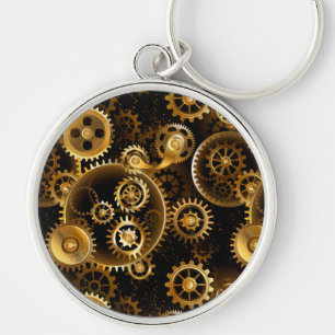 Nahtlose Steampunk-Messinggeräte Schlüsselanhänger