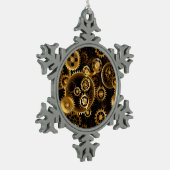 Nahtlose Steampunk-Messinggeräte Schneeflocken Zinn-Ornament (Links)