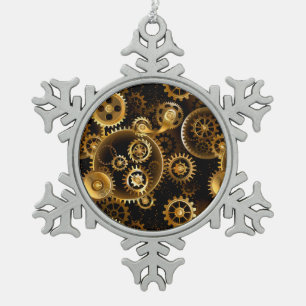 Nahtlose Steampunk-Messinggeräte Schneeflocken Zinn-Ornament