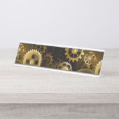 Nahtlose Steampunk-Messinggeräte Schreibtischnamensplakette (Vorderseite )