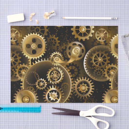Nahtlose Steampunk-Messinggeräte Seidenpapier (Handwerk)