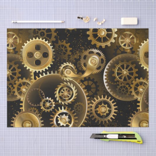 Nahtlose Steampunk-Messinggeräte Seidenpapier (Handwerk)