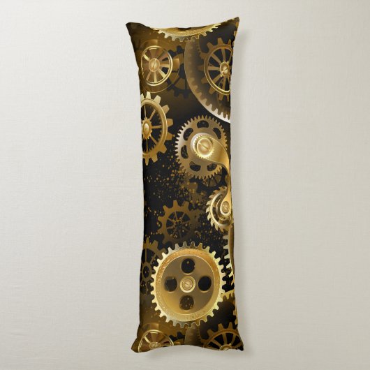 Nahtlose Steampunk-Messinggeräte Seitenschläferkissen (Rückseite (Vertikal))